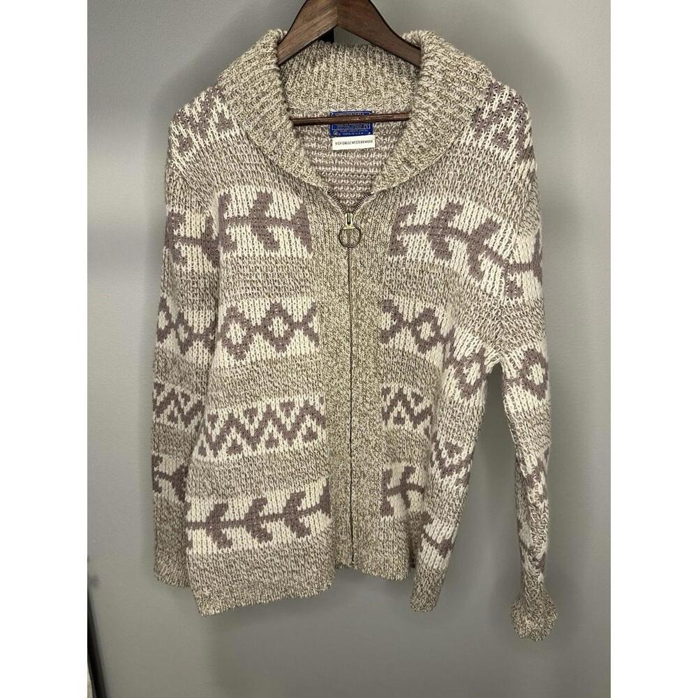 Vintage 70’s Pendleton High Grade Western Wear Wool Zip Cardigan Size S